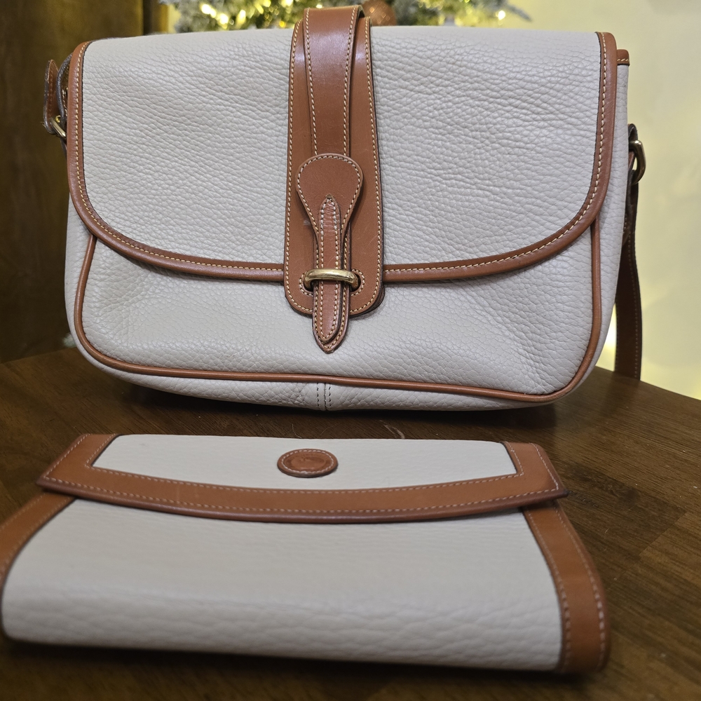 SOLD Dooney & Bourke All Weather Equestrian Crossbody Bag & Wallet in Cream &Tan